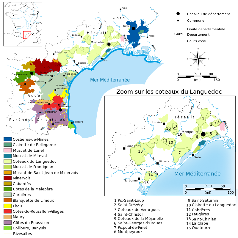 vins carte de la région LR